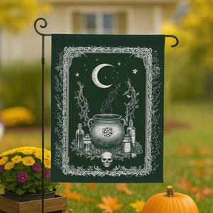 Halloween Garden Flag, Statement Flag for Front Lawn, Garden Decor, Halloween Garden Banner, Spooky Garden Decor, Halloween Party Decoration
