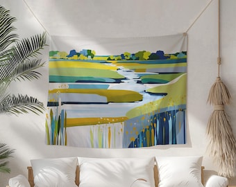 Joyful Room Uplift, Cheerful Wall Decor, Statement Art Piece, Fabric Backdrop, Photo Background, Scandinavian Summer Tapestry Decor