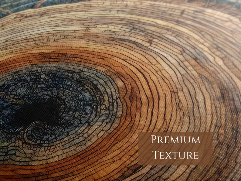 Tree Ring Canvas Painting, Original Art on Canvas, Tree Ring Art