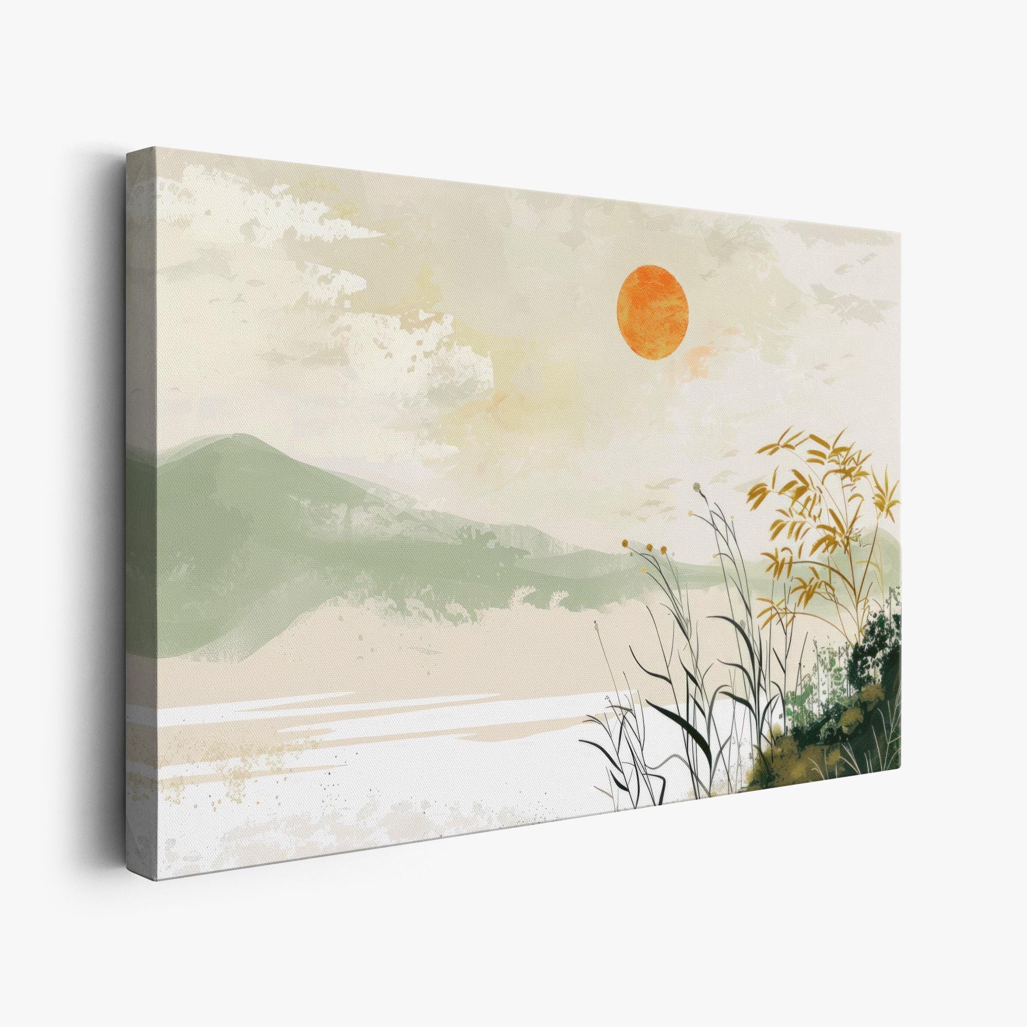 Japandi Art for Reading Nook, Cozy Corner Canvas, Serene Study
