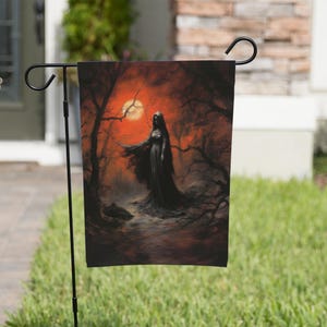 Halloween Garden Flag, Statement Flag for Front Lawn, Garden Decor, Halloween Garden Banner, Spooky Garden Decor, Halloween Party Decoration