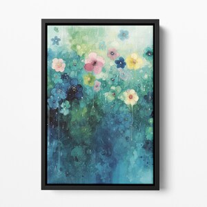 Framed Canvas Floral Abstract, Floater Canvas Wall Art, Original Art On Canvas, Botanical Art Piece, Flower Art Print, Nature Abstract Art