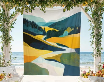 Cheerful Wall Tapestry, Inviting Home Decor, Minimalist Scandinavian Art, Abstract Summer Wall Hanging, Nordic Aesthetic, Boho Fabric Art