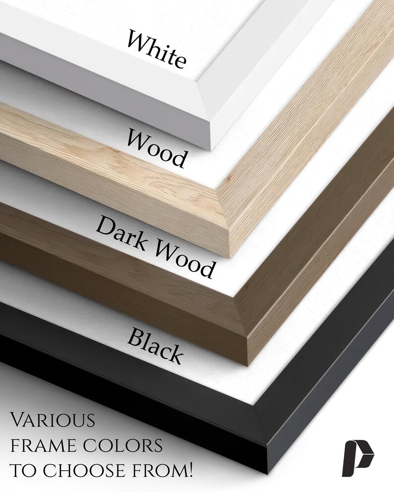 May include: Various frame colors to choose from: white, wood, dark wood, and black.