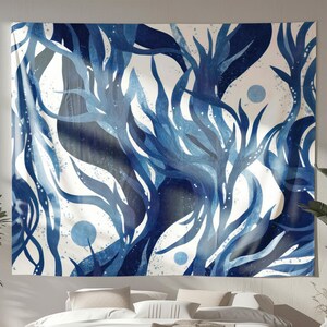 Ocean Abstract Tapestry, Original Art on Tapestry, Posh Wall Hanging, Elegant Tapestry, Nature Indoor Wall Tapestry, Abstract Decor
