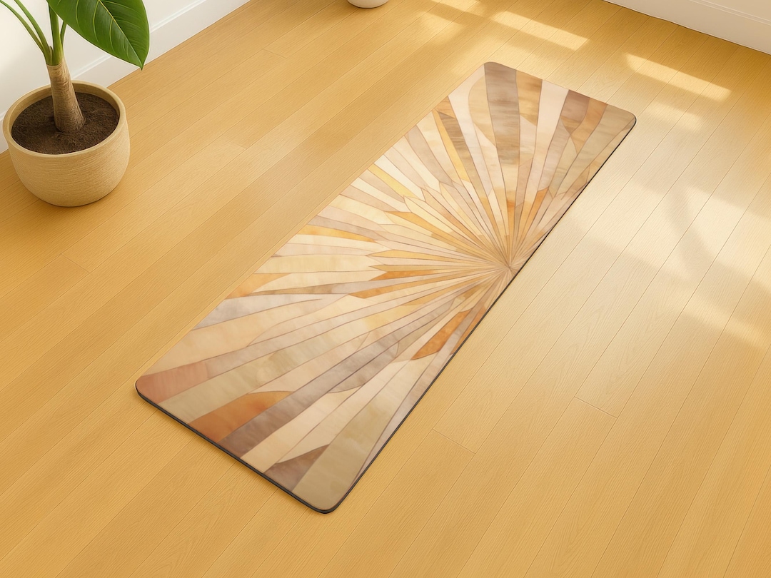 Sacred Geometry Yoga Mat, Minimalist Boho Exercise Mat, Sunburst ...