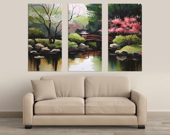 Japanese Garden, Japanese Wall Art, Japanese Art, Large Wall Art, Japanese Painting, Modern Minimalist, Wall Art Painting