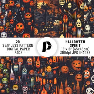Halloween Digital Paper, Halloween Seamless Pattern, Halloween Background, Halloween Scrapbook, Halloween Digital Bundle, Halloween Prints