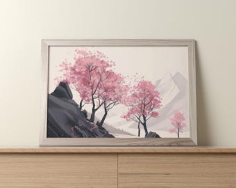 Minimalist Zen Wall Art, Sakura Wall Art, Zen Wall Art Print, Cherry Blossoms, Zen Wall Art Painting, Zen Printable Art, Japanese Wall Art