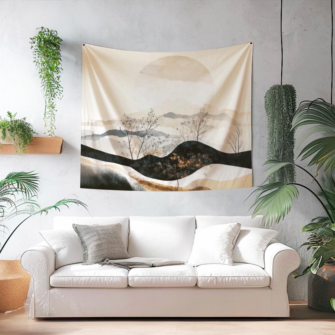 Japanese Tapestry, Original Art on Tapestry, Japandi Wall Hanging ...
