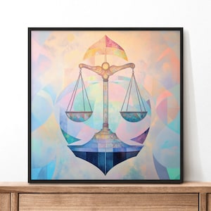 Zodiac Libra Art Print, Astrological Wall Art, Framed Wall Art, Elegant Horoscope Art, Spiritual Wall Art, Heavenly Sign Art