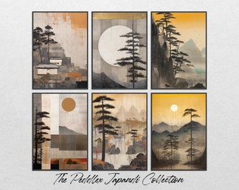 Set of 6 Zen Paintings, Zen Wall Art, Minimalist Zen Wall