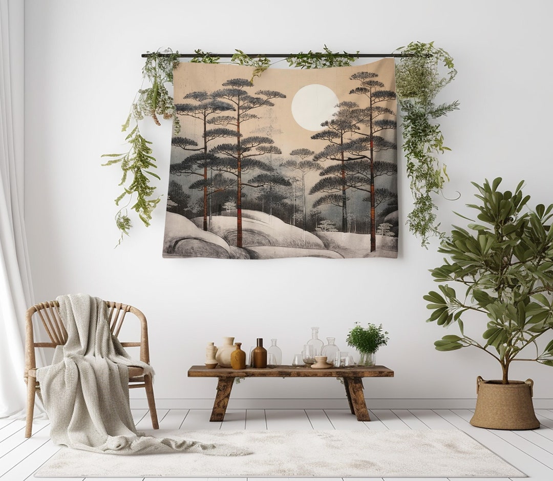 Japanese Tapestry, Original Art on Tapestry, Japandi Wall Hanging ...