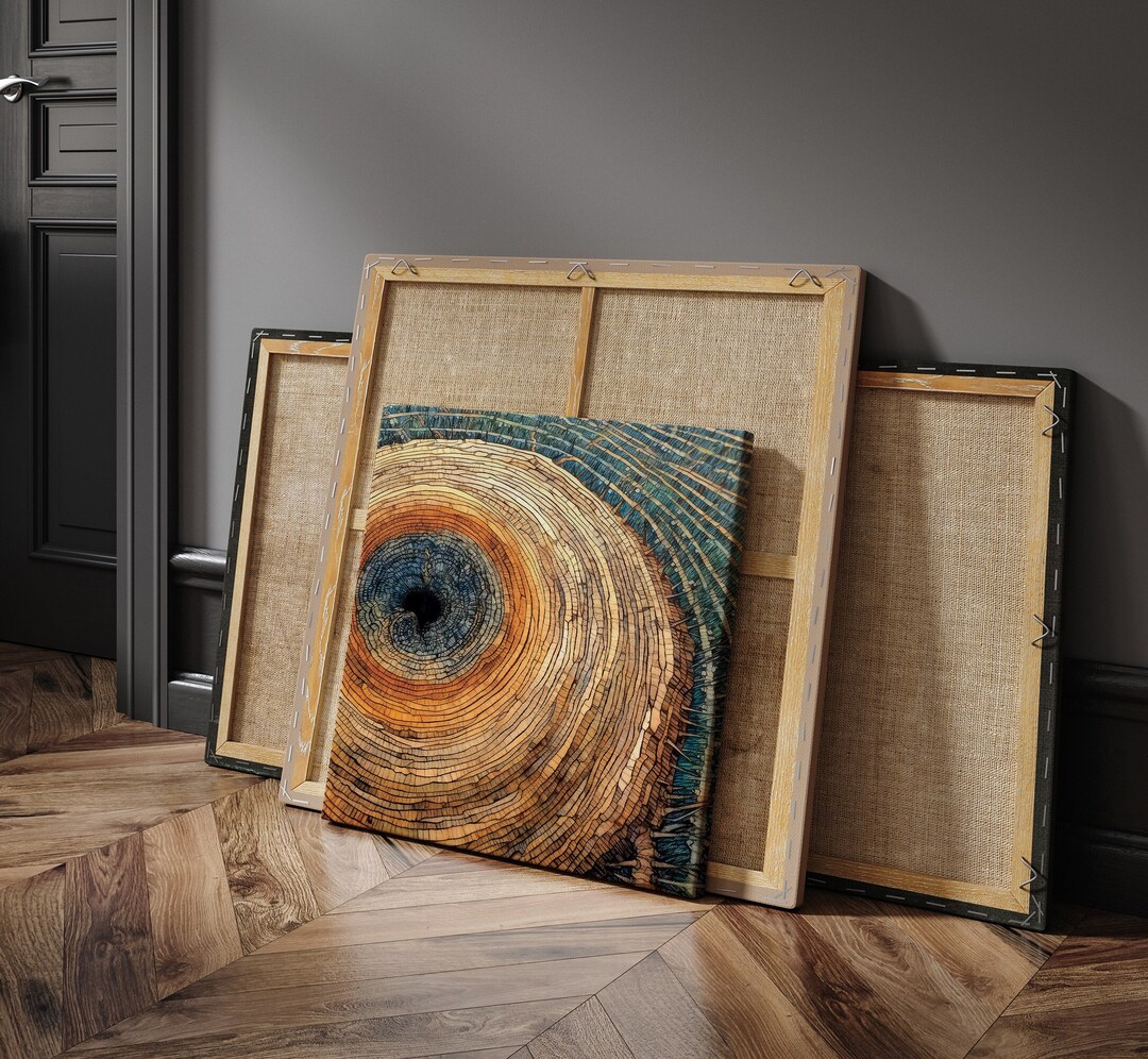 Tree Ring Canvas Painting, Original Art on Canvas, Tree Ring Art