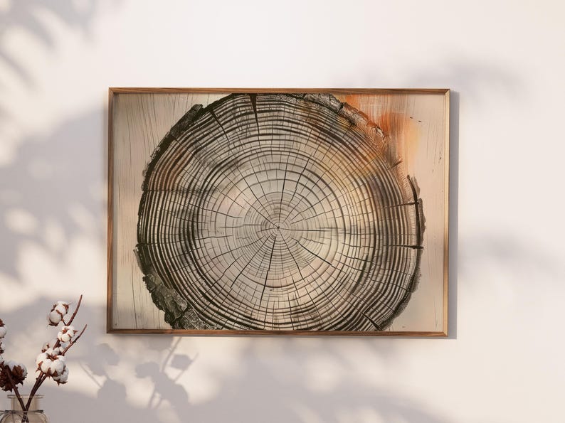Pode incluir: Um close-up de um padr&atilde;o de gr&atilde;o de madeira com uma forma circular e um fundo marrom claro. O gr&atilde;o &eacute; marrom escuro e tem uma textura de madeira natural.