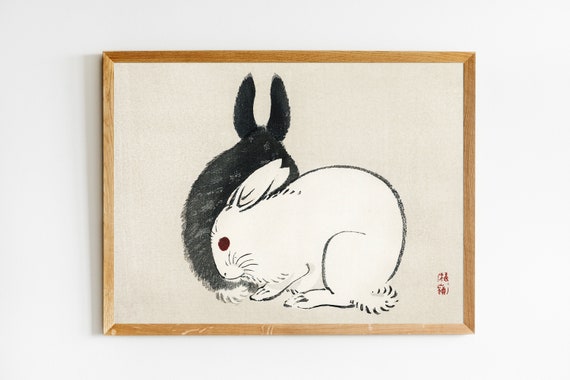 Rabbit Art Print, Japanese Wall Art, Japanese Art, Large Wall Art, Rabbit  Art, Minimalist Art, Japan Zen Wall Decor, Zen Wall Print - Etsy