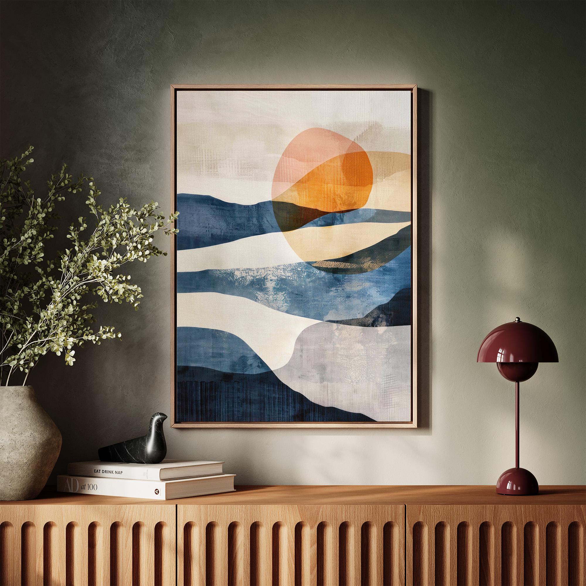 Abstract Nordic Framed Canvas Art, Portrait Floating Frame Decor