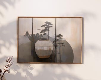 Unique Housewarming Gift, Japandi Landscape Art Print, Scandinavian Japanese Minimalism Decor, Premium Matte Paper, Calming Wall Art