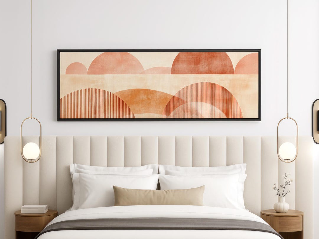 Abstract Geometric Wall Art, Framed Canvas Boho Decor, Modern Neutral ...