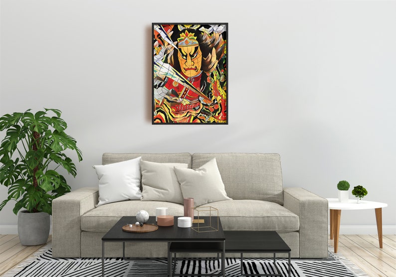 Japanische Wandkunst Leinwanddruck - Kanagawa Welle & Kirschblüten Landschaftsbild 30,5x40,6cm