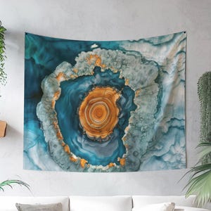 Nordic Abstract Tapestry, Original Art on Tapestry, Scandinavian Wall Hanging, Nordic Tapestry, Tree Ring Wall Tapestry, Abstract Decor