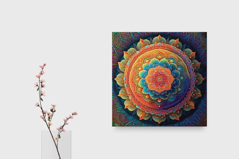 Mandala Canvas Painting, Original Art on Canvas, Spiritual Wall Art