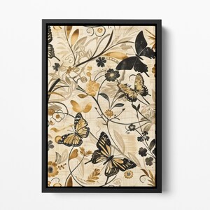Framed Canvas Japanese Art, Floater Canvas Wall Art, Original Art On Canvas, Vintage Kimono Pattern Art, Japanese Print, Japan Nature Art
