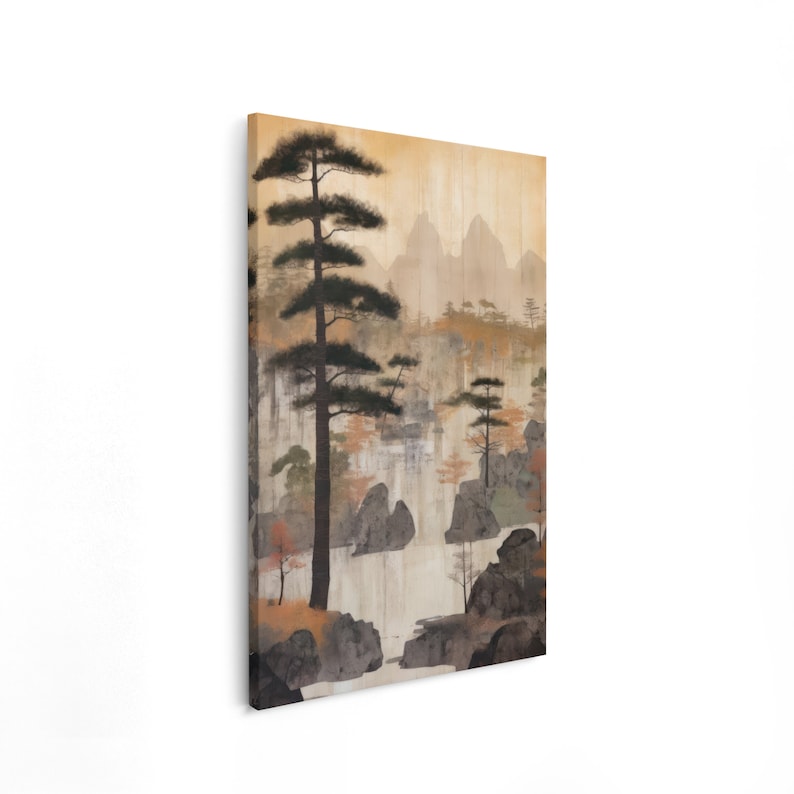 Japanese Canvas Painting Original Art on Canvas Japandi Wall Etsy