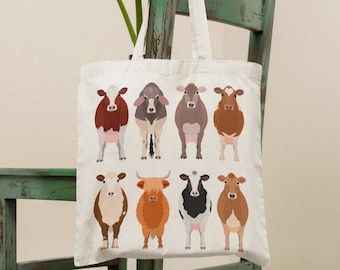Cows Cotton Tote Bag: Farm Animal Gift