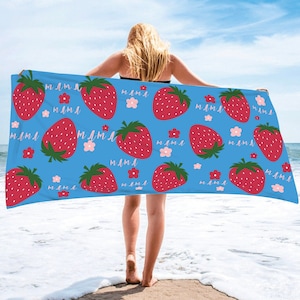 Custom Strawberry Beach Towel: Personalized Mama Gift