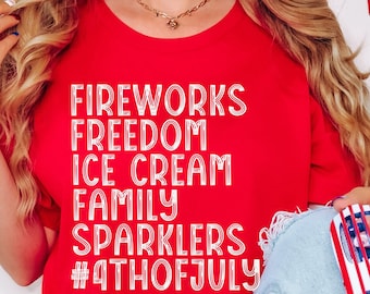 4th of July Family Shirt: Fireworks, Freedom, Ice Cream