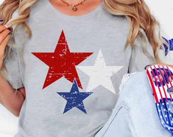 Camiseta gráfica retro de estrellas de EE. UU. - Camiseta del 4 de julio