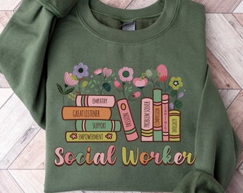 Camiseta floral de trabajador social: Defensor, apoyo, empoderamiento