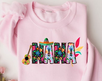 Latina Nana Shirt: Mexican Floral Design, Spanish Woman Gift