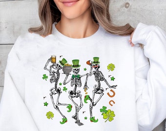 Skeleton St. Patrick's Day Sweatshirt: Dancing Irish Luck