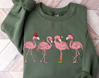 Flamingo Christmas Sweatshirt: Funny Flamingo Lover Gift
