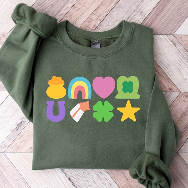 Lucky St Patrick's Day Sweatshirt: Shamrock Rainbow Shirt