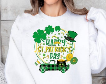 Lucky St. Patrick's Day Sweatshirt: Shamrock Rainbow Shirt
