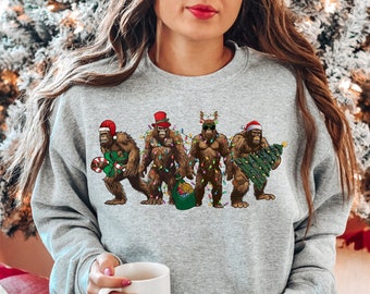 Bigfoot Santa Christmas Lights Shirt: Sasquatch Merry Tee