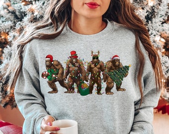 Bigfoot Santa Christmas Lights Shirt,Bigfoot Santa Christmas,Christmas Lights Shirt, Bigfoot Merry Tee, Sasquatch Christmas, Bigfoot Lover