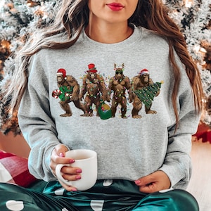 Bigfoot Santa Christmas Lights Shirt,Bigfoot Santa Christmas,Christmas Lights Shirt, Bigfoot Merry Tee, Sasquatch Christmas, Bigfoot Lover