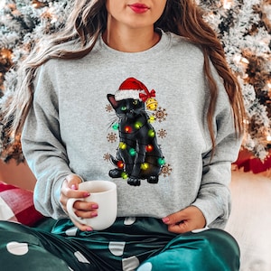 Meowy Christmas Sweatshirt,Happy Cat Year Sweat,Funny Christmas Cat Sweat,Cat Christmas Sweatshirt,Cats Sweatshirt,Cat Lover Christmas Sweat