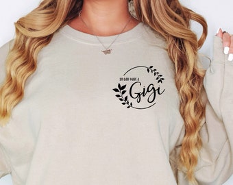 Personalized Gigi Sweatshirt: Floral Heart, Nana Gift