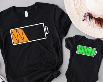 Battery Family Shirts, Low Battery Full Battery Shirt, Funny Family Matching Shirts, Mommy And Me Shirt, Dad And Son Shirts, Family Tee