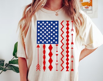 Aztec USA Flag T-Shirt: 4th of July Freedom Shirt