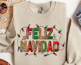 Feliz Navidad Shirt,Christmas lights Shirt, Spanish  Christmas Family Matching, Cute family shirt, Christmas 2023, Latino Christmas Shirt,