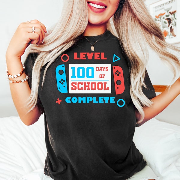 Level 100 Days of School Completed Shirt, Happy 100 Days of School, 100 Days Video Game Shirt, 100 Days Of School Shirt,Back To School Shirt