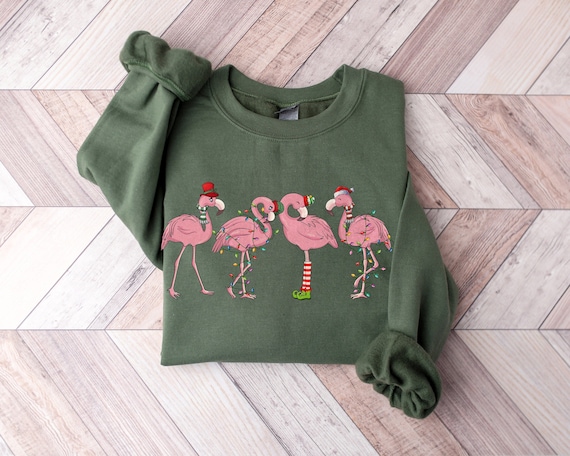 Funny Gift For Flamingo Lovers! Pink Flamingo Santa Hat Tee Funny Gift For Flamingo Lovers! Pink Flamingo Santa Hat Tee