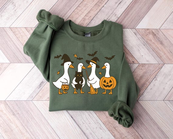 Cute Halloween Goose Shirt, Spooky Silly Goose Tee, Pumpkin Costume Goose T-Shirt, Fall Ghost Goose Shirt, Funny Halloween Tee for Women Men