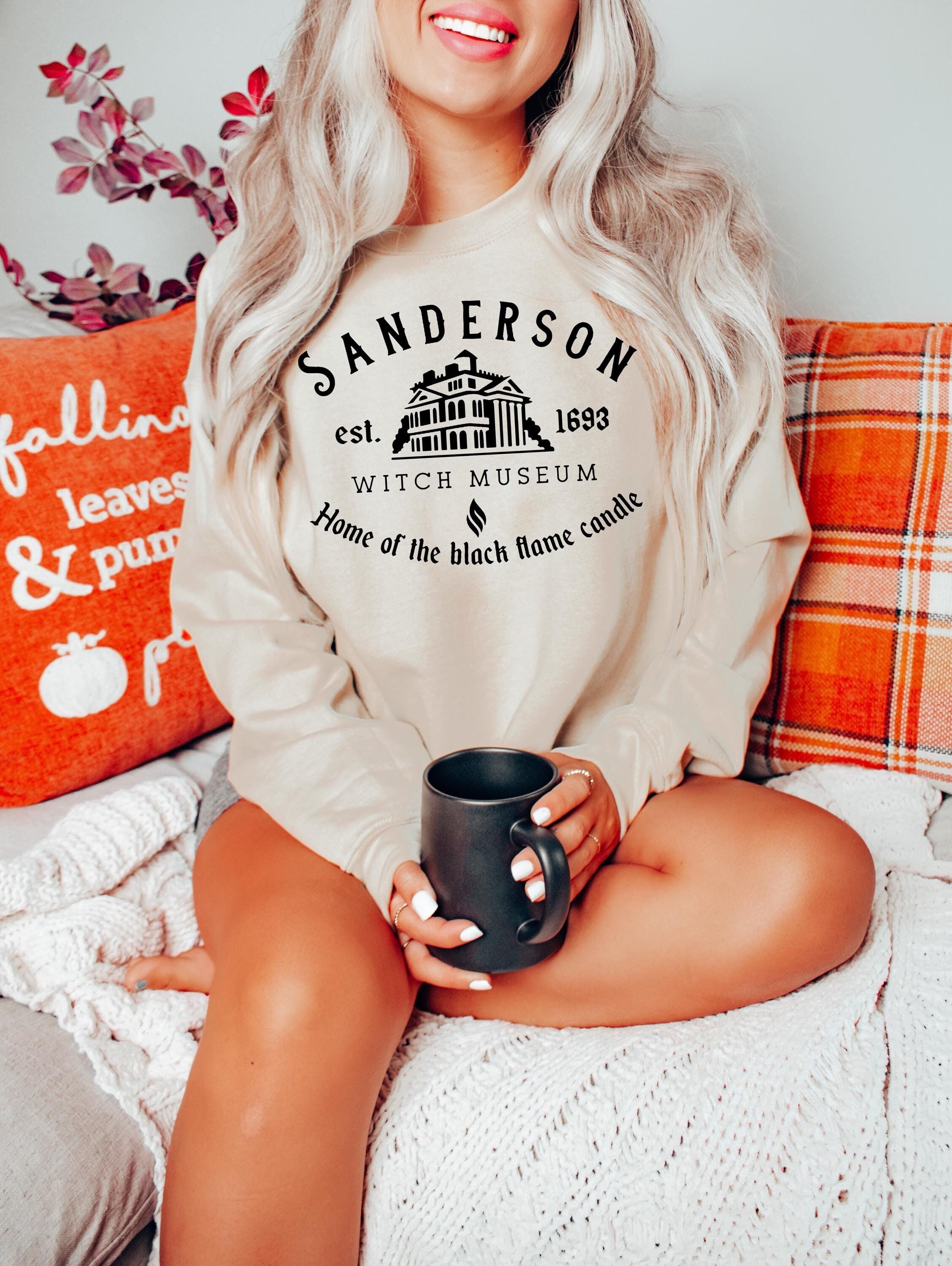 Sanderson Witch Museum Sweatshirt - Hocus Pocus Black Flame Candle